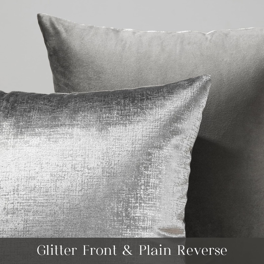 Pack of 2 Sparkling Velvet Decorative Solid Throw Decorative Pillow Cover Sof...