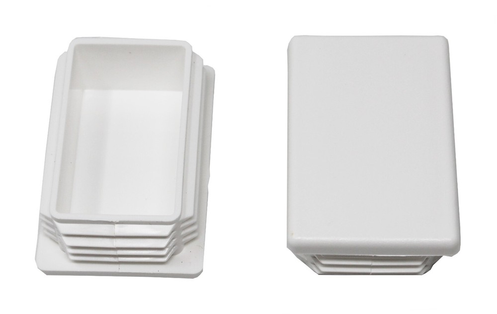 White Plastic 2"x3 inch Rectangle Universal Tubing End Cap Plug Insert