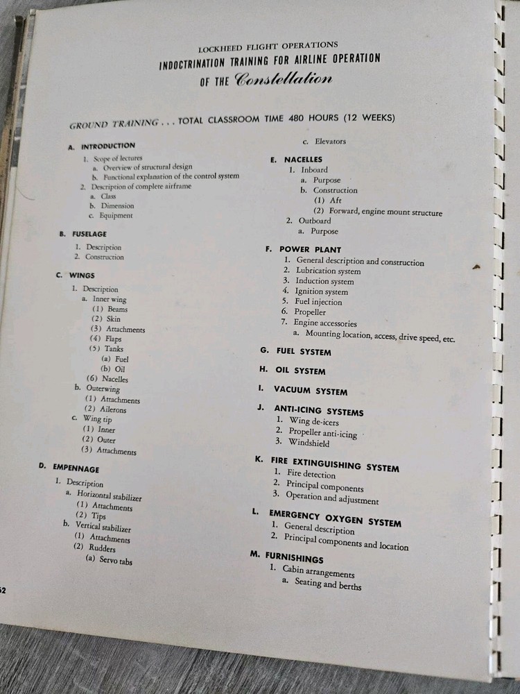 Original Lockheed Constellation Indoctrination Training for Airline Operation