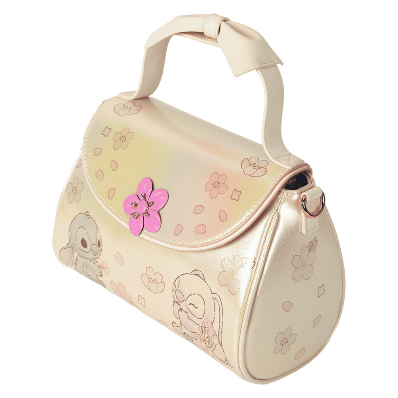 Loungefly Disney Stitch & Angel Cherry Blossom Bow Handle Crossbody Bag