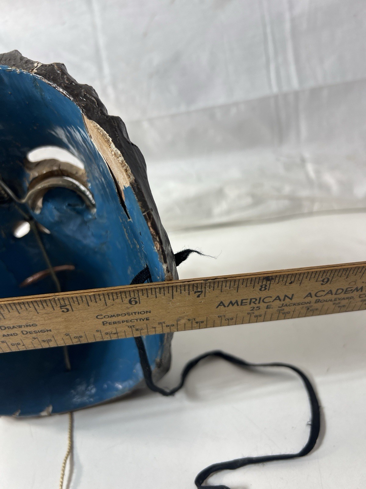 Mexican Folk Art Catrine Dandy Mask w/ Glass Eyes Moving Eyelids Gold Tooth