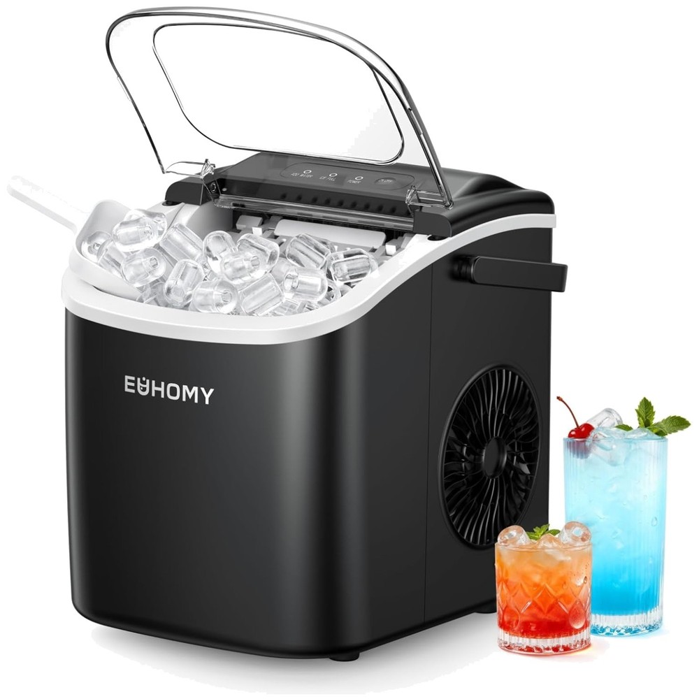 Compact Ice Maker with Handle, 6 Min Quick Ice, Auto-Clean