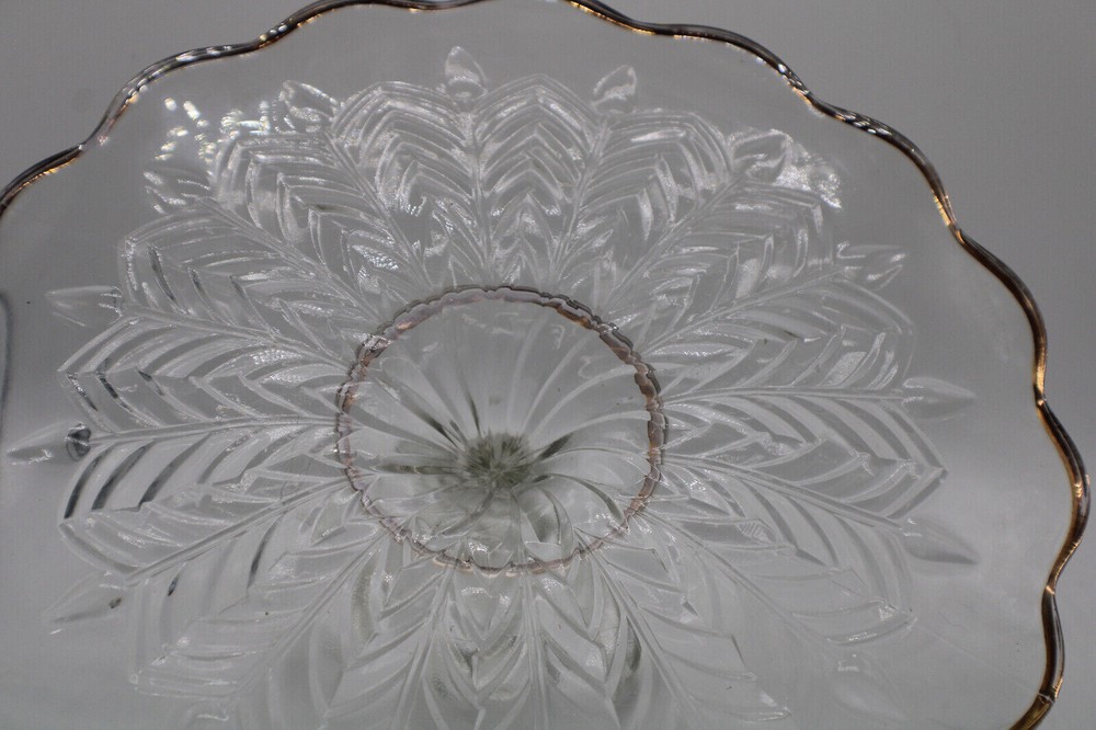 Clear Gold Trim Cookie Plate With Handle