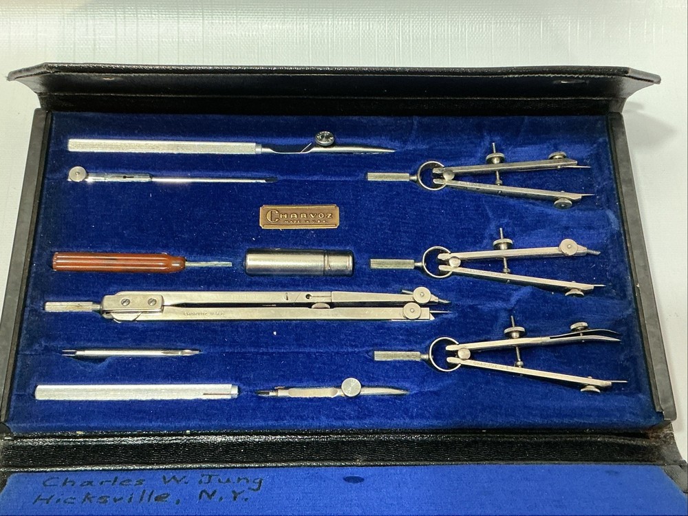 Vintage Charvoz Drafting Kit Precision Tools With Case