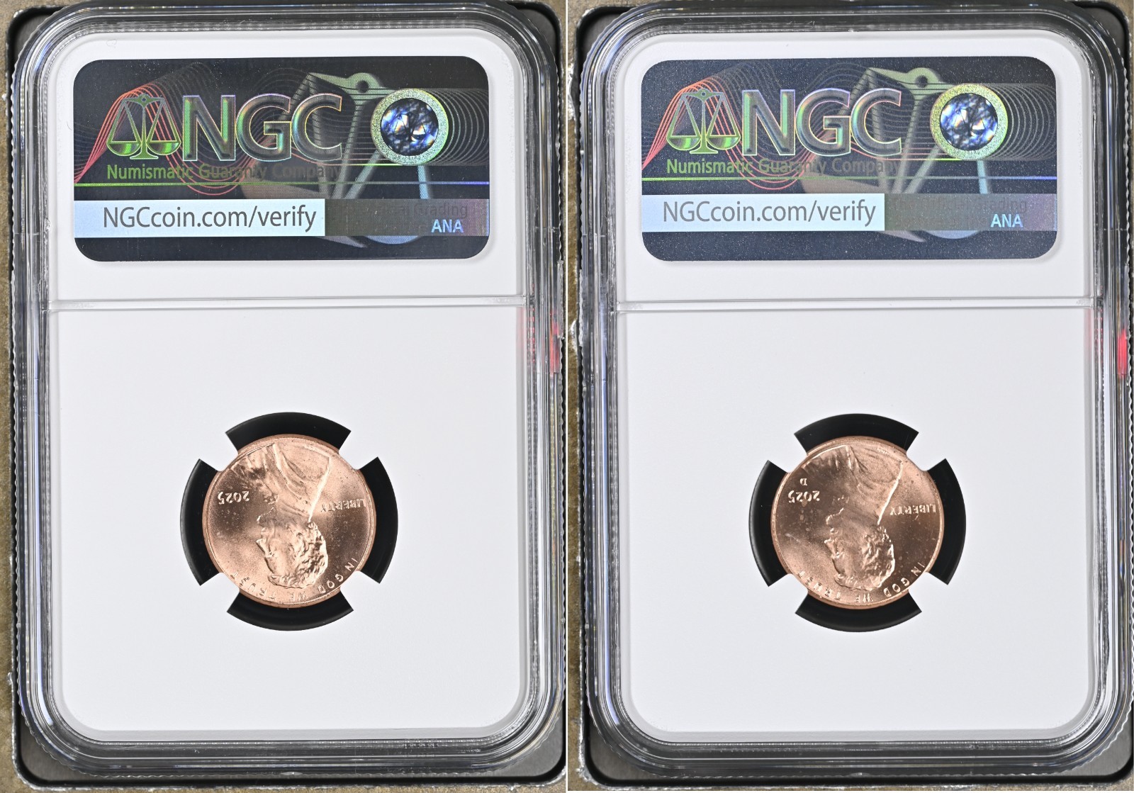 2025 P/D Lincoln Cent Set Graded NGC MS-66 w/ Abraham Lincoln Special Label