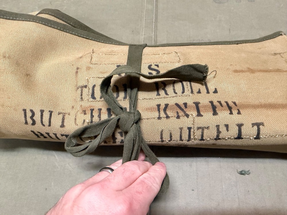 ORIGINAL WWII US ARMY M1937 BUTCHER OUTFIT KNIVES UTENSILS ROLL W/ INSERTS