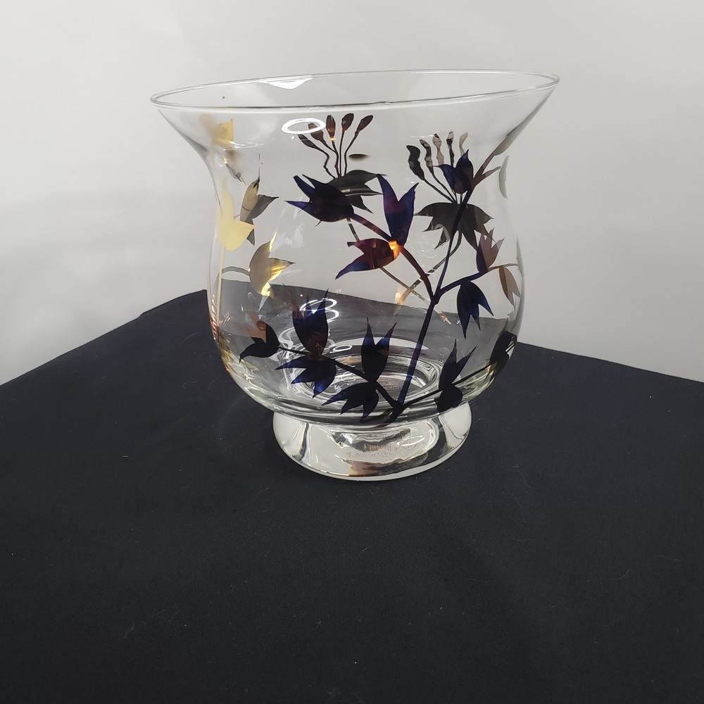 Glass Vase With Leaf Prints
