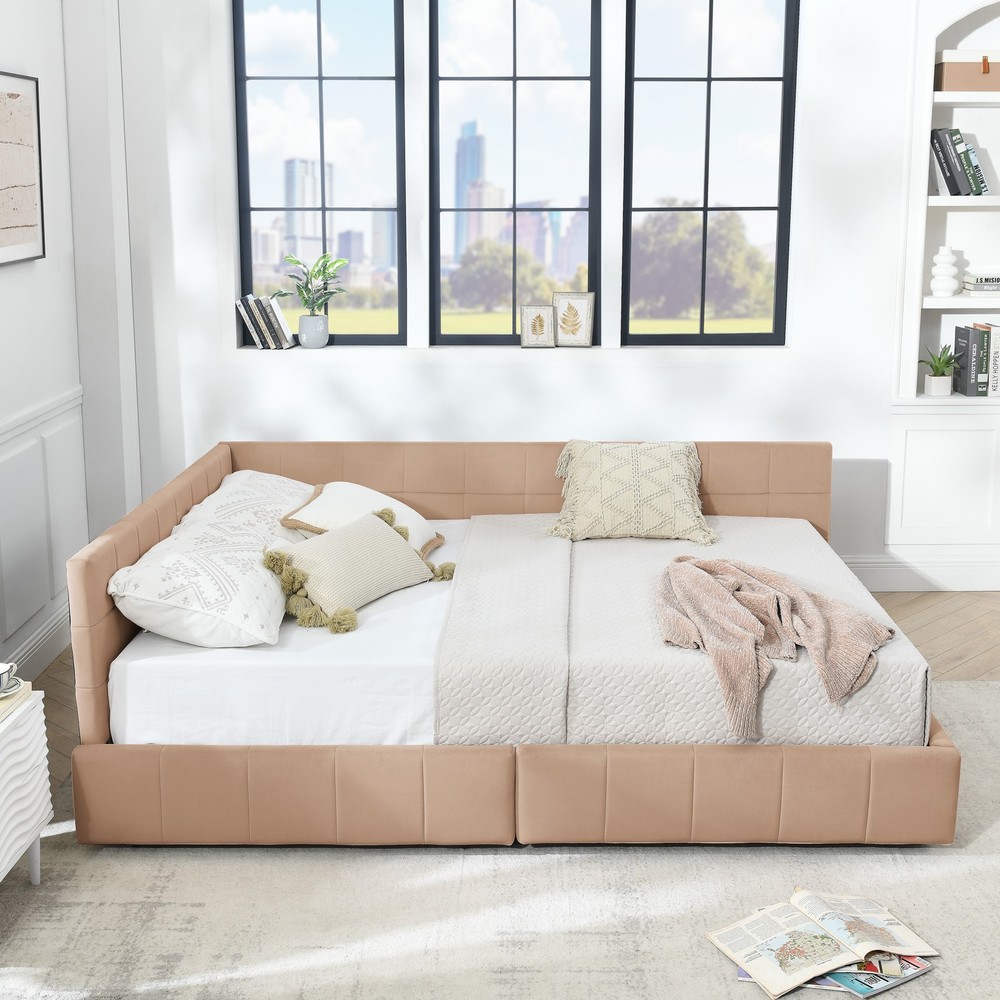 Queen Size Storage Upholstered Tufted Bed Frame, Sofa Bed Frame with Comfortab