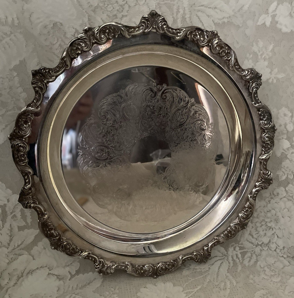 14.5 Silver Plate Tray Royal English by Wallace Footed Silverplate