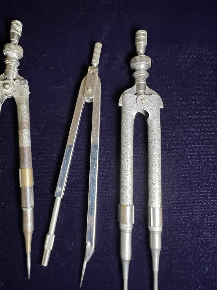 Vintage Drafting Compass Set Lot Bow Compass Divider Engineering Drawing