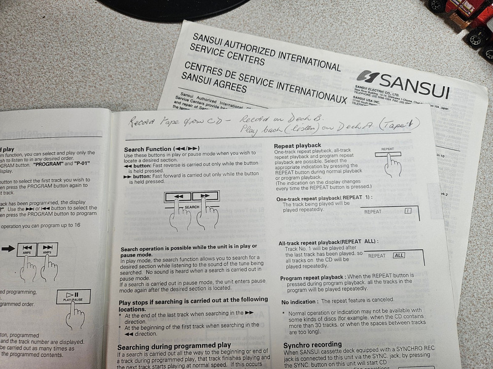 Sansui CD-X111 CD Player Original owners Manual
