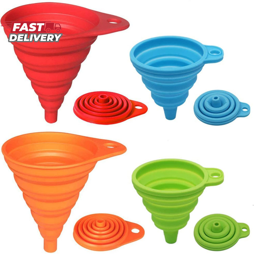 Kitchen Funnel Set 4 Pack Small And Large Kitchen Gadgets Accessories Foldable