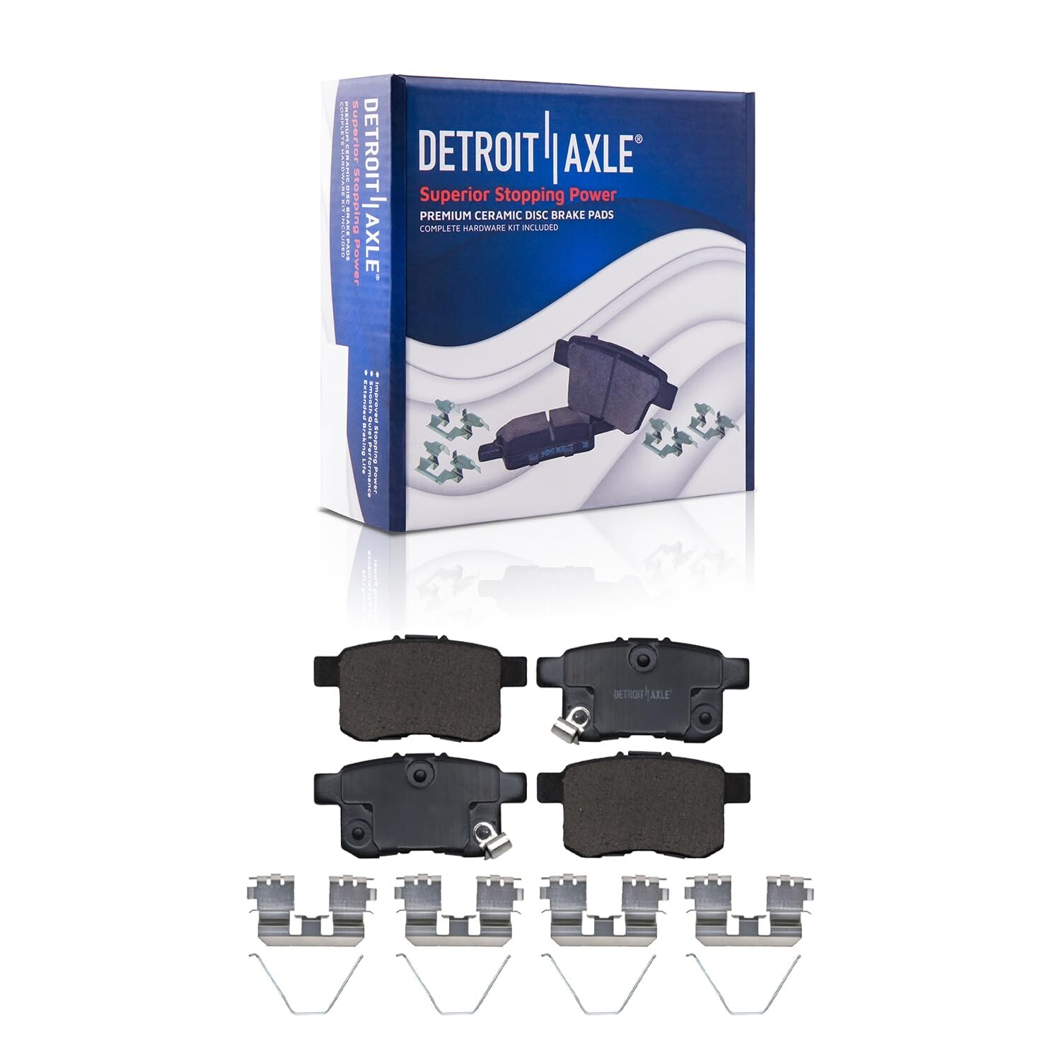 Front + Rear Ceramic Brake Pads + Hardware for 2008 - 2017 Honda Accord LX LX-S