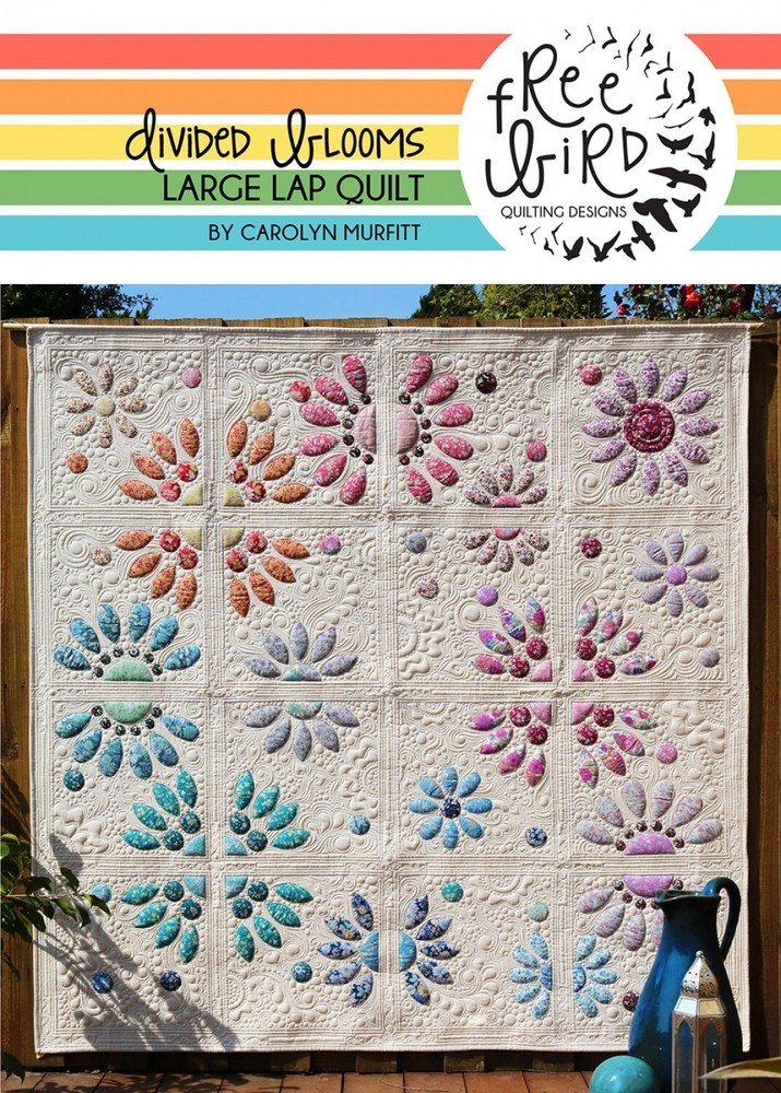 New Quilt Pattern DIVIDED BLOOMS 70"x70" - Includes paper templates