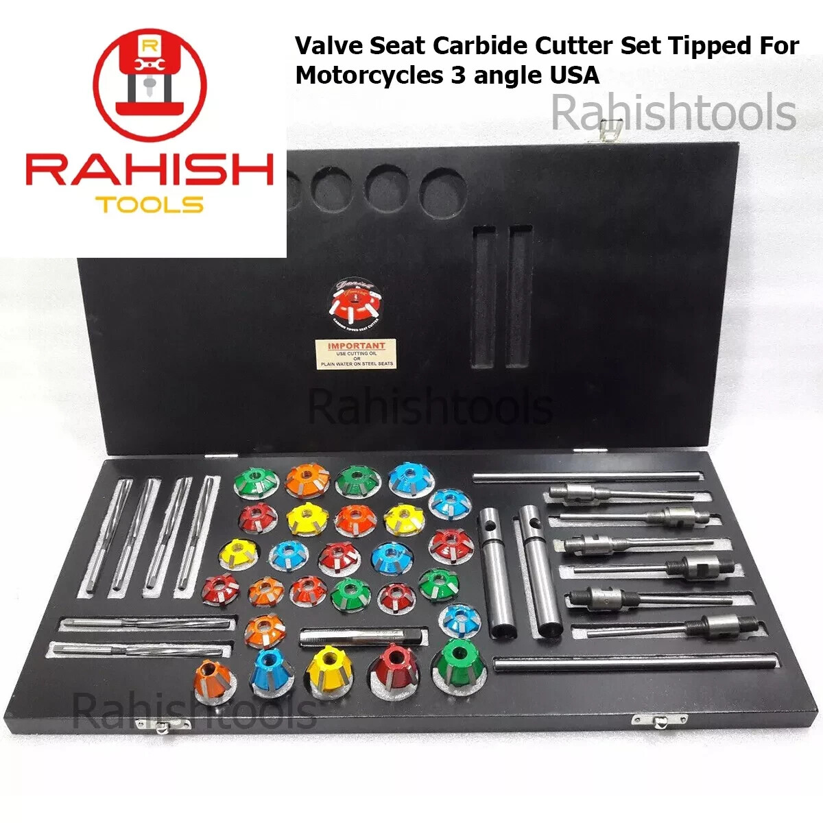 Valve Job Seat Cutter Set Carbide Tipped For Motorcycles 3 Angle RAHISHTOOLS