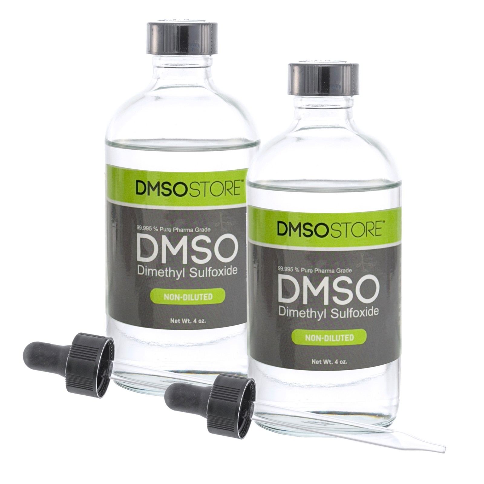 DMSO 99.995% Pharma Grade 4oz Glass 2-Pack Low Odor Liquid with Dropper