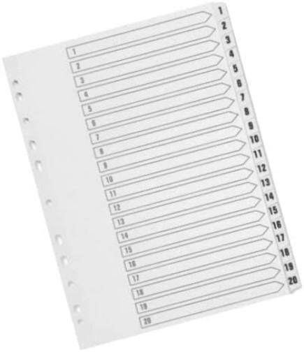 Q-Connect 1-20 Index Multi-punched Polypropylene White A4 1-20 Divider Polypropy