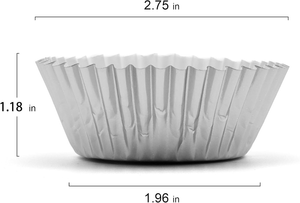 200 Pcs Silver Foil Cupcake Liners Standard Baking Cups Muffin Large,