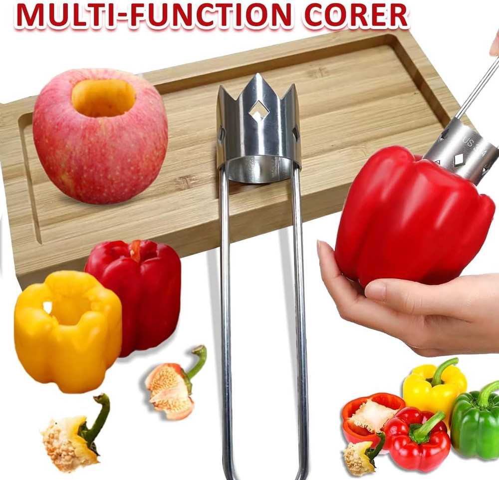 2 PCS Red Bell Pepper Seed Corer-Multifunctional Fruit and Vegetable Core Remove
