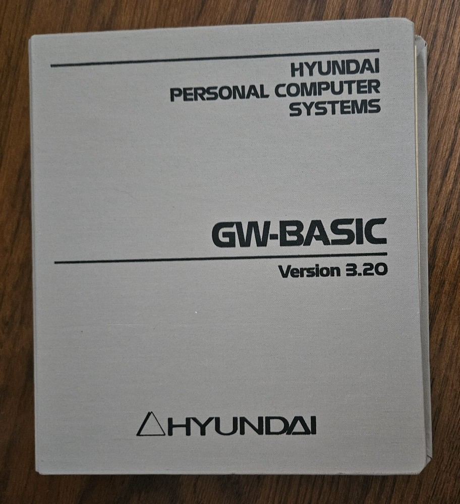Hyundai Personal Computer Systems MS-DOS Version 3.2 Binder Book GW- Basic