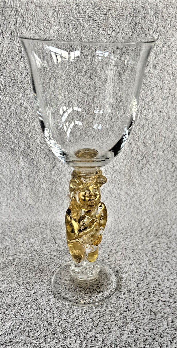 Gold Buddha Stem Glass Worshiping Goblet / Offering Goblet
