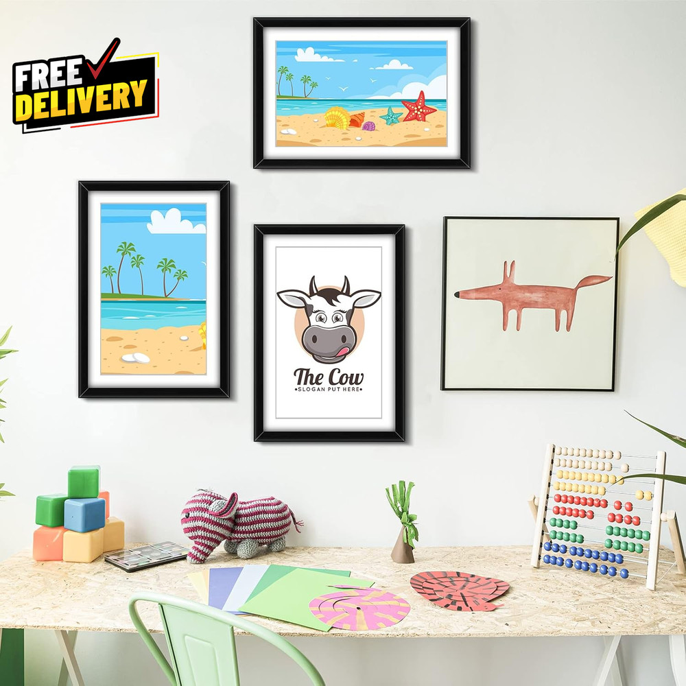 8-Pack Comic Book Frames UV Protection Wall or Tabletop Display Black White…