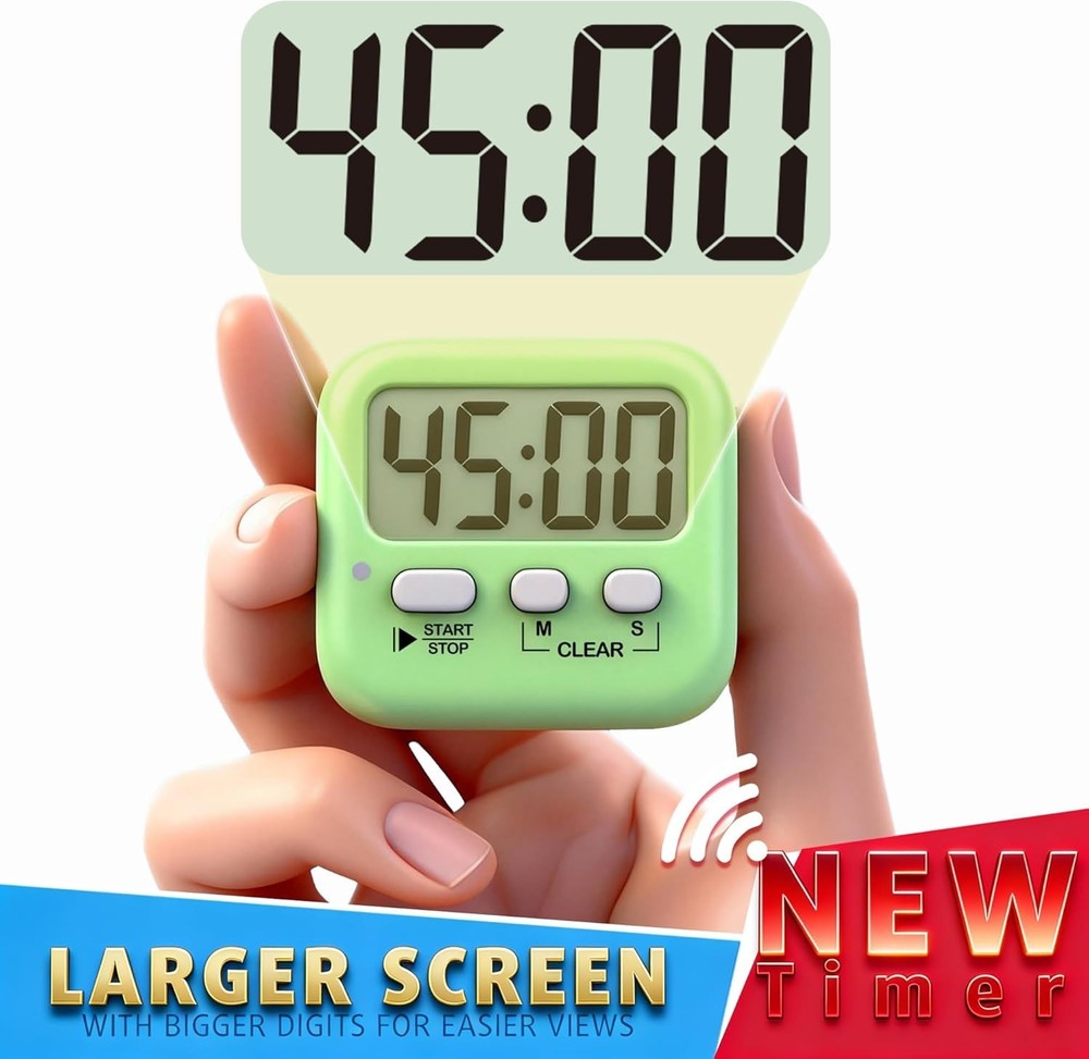 Portable Kitchen & Classroom Timers: 2 Pack with Built-in Memory & Large Display