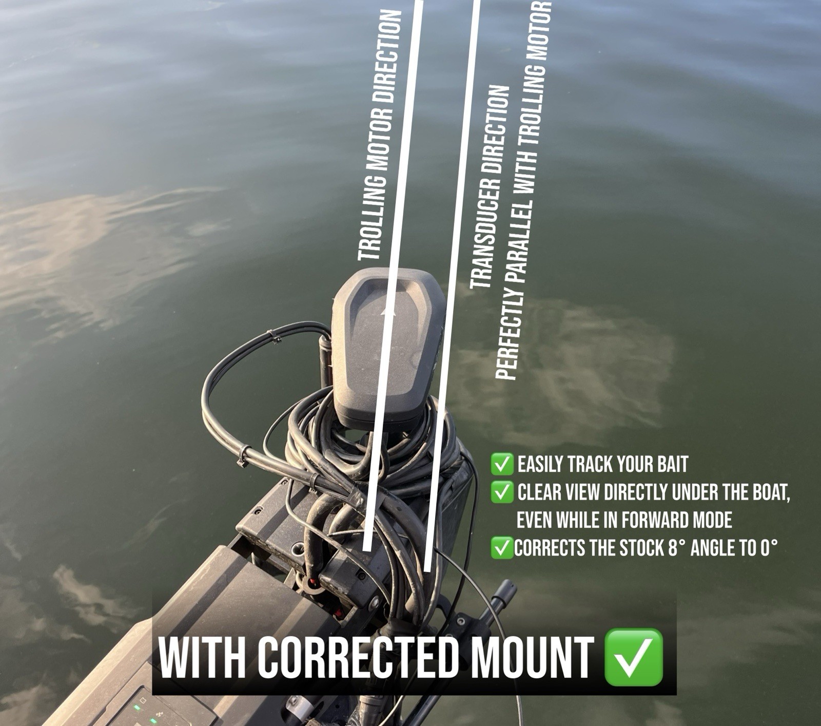 LVS-34 0° Mount Extension For Garmin Livescope -Fits Stock 8° Mount- LVS34 only