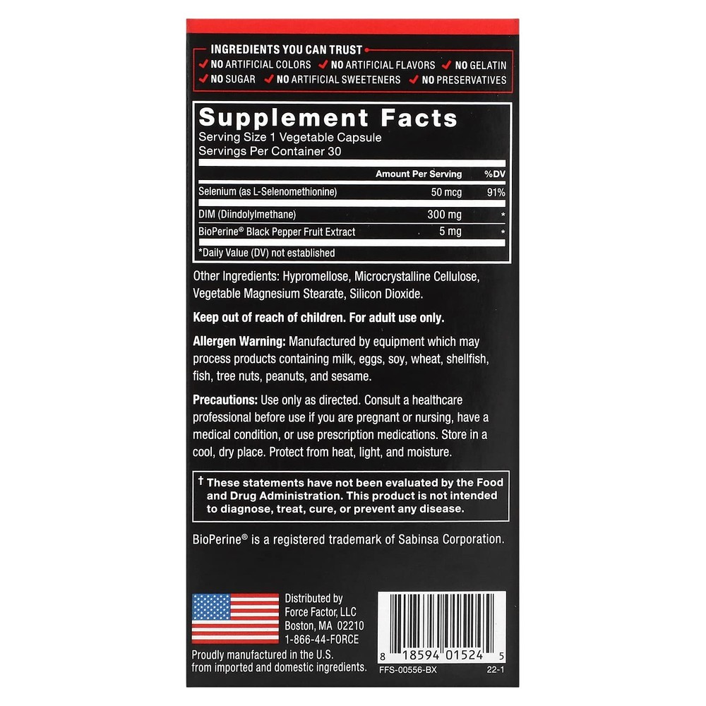 Force Factor DIM Pills to Decrease 30 Count (Pack of 1), Black (Packaging)