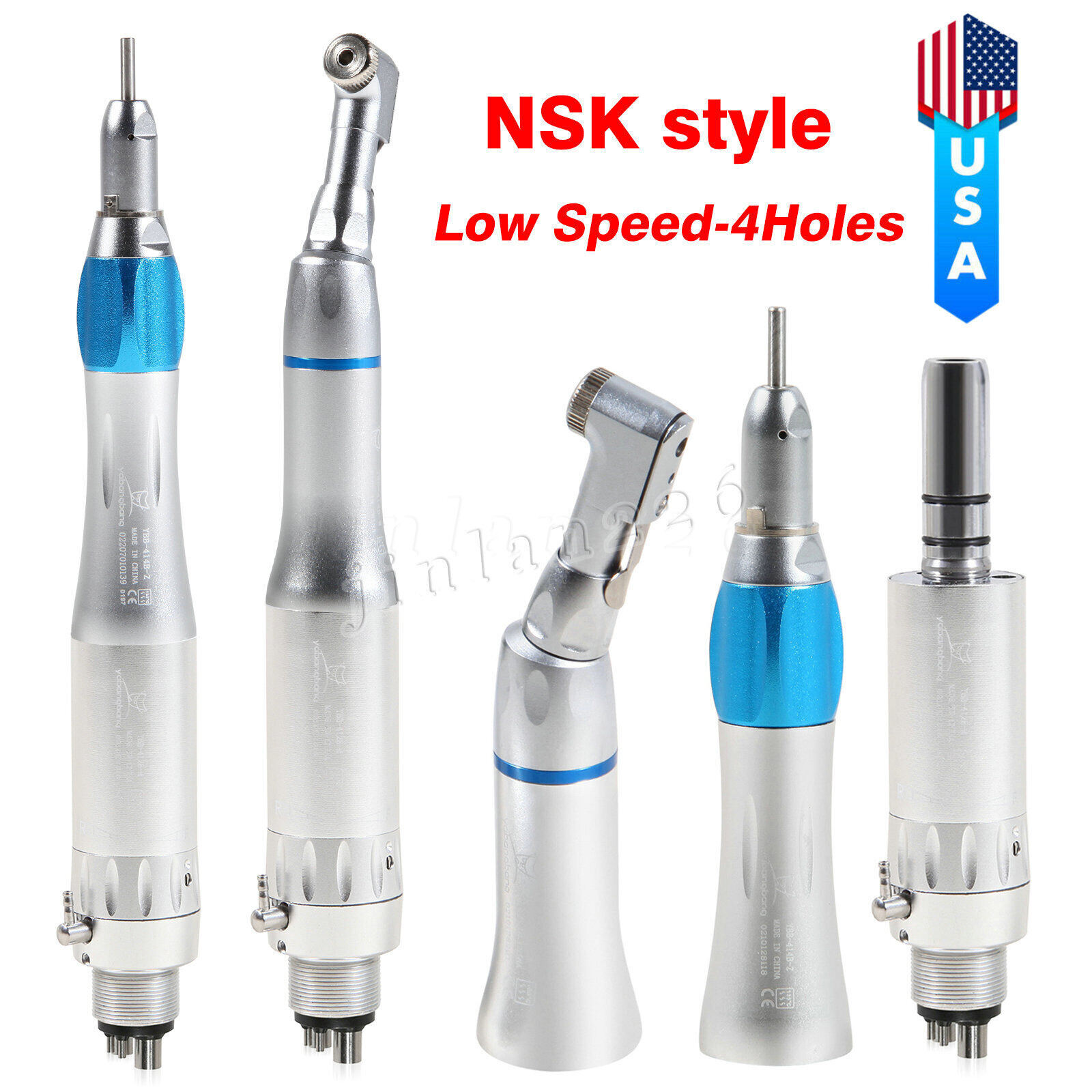 Dental Low Slow Speed Handpiece E-type Contra Angle Micro Air Motor 2/4 Hole 1:1