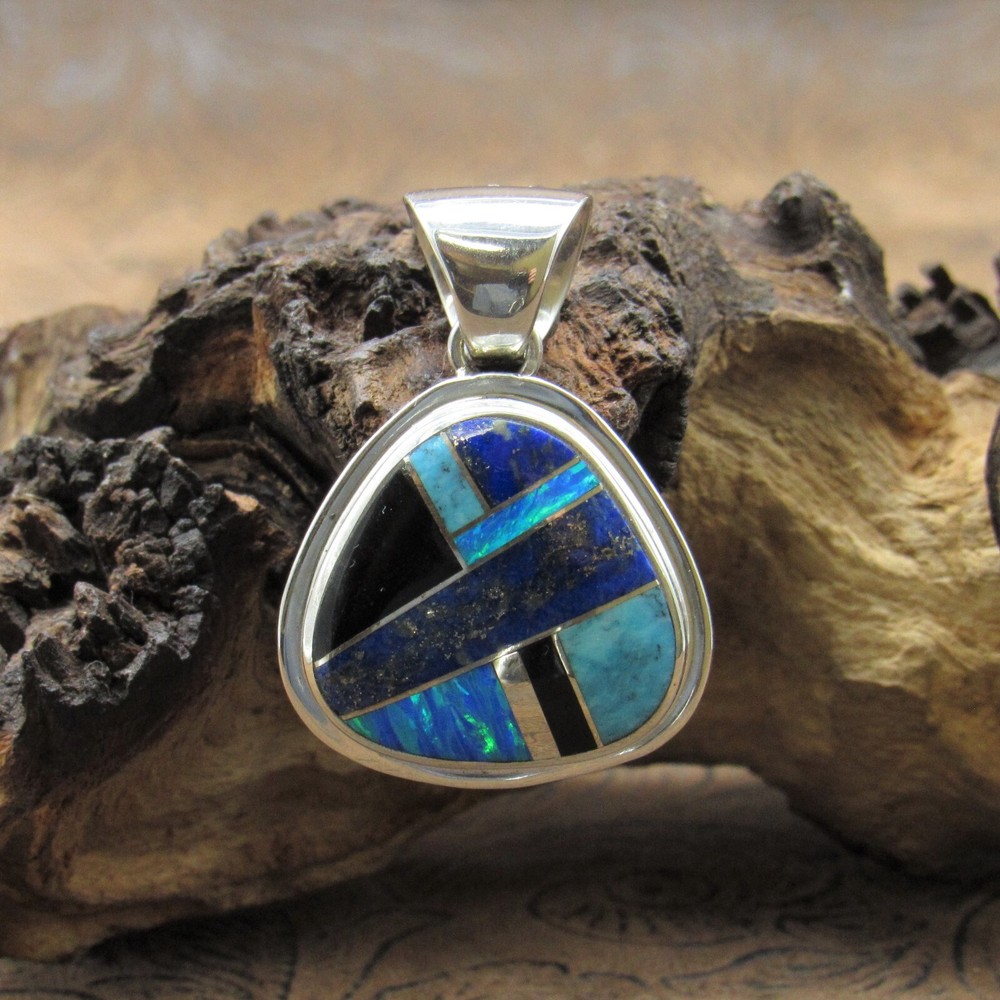 Sterling Silver Multi-Stone Inlay Pendant by First American Traders
