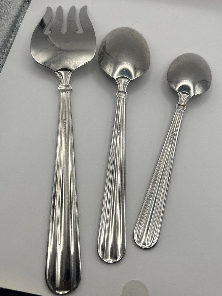 3 Pc Oneida Unity Stainless Flatware 2 Spoons And Cold Meat Serving Fork