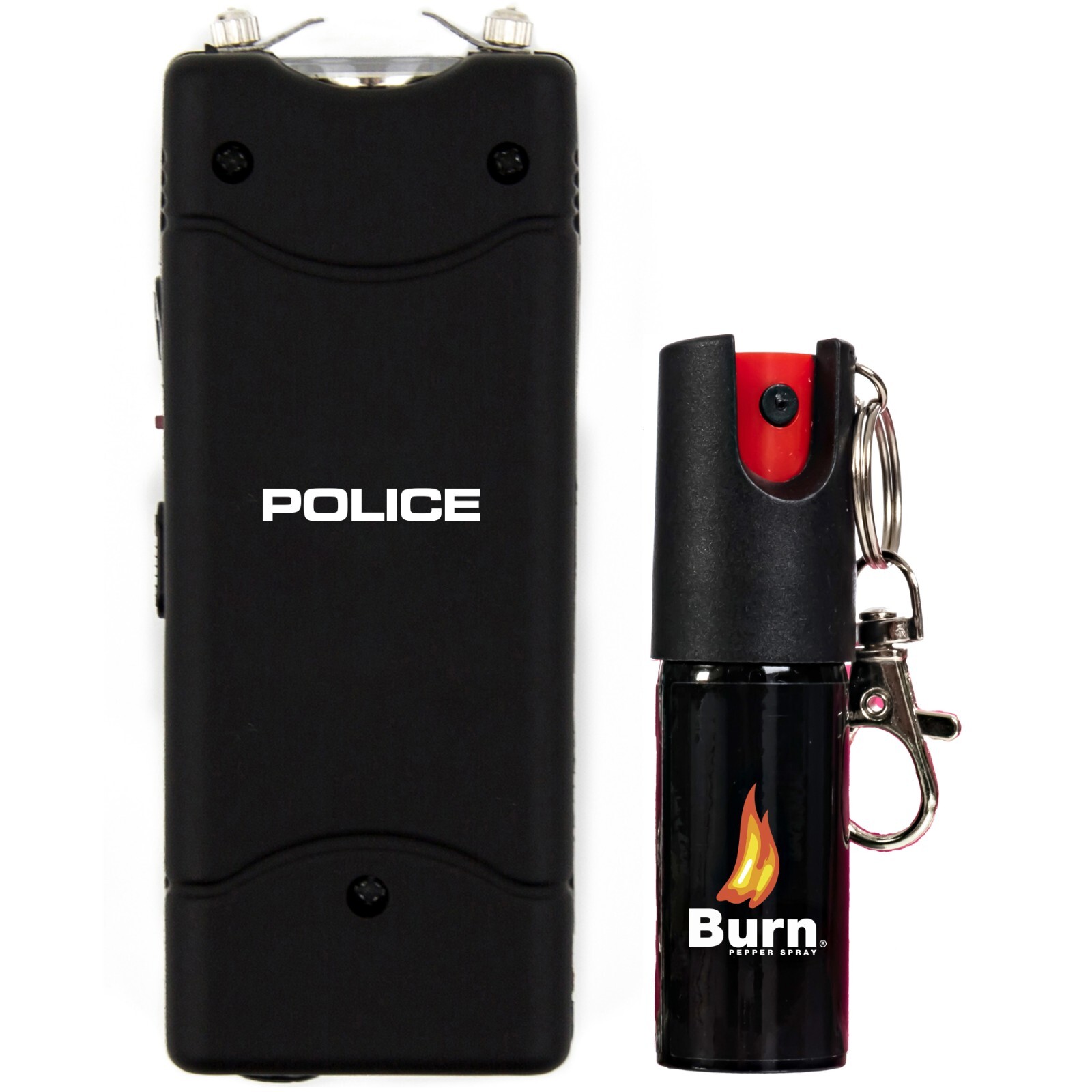POLICE Stun Gun Burn Pepper Spray Combo for Self Defense 801 Black
