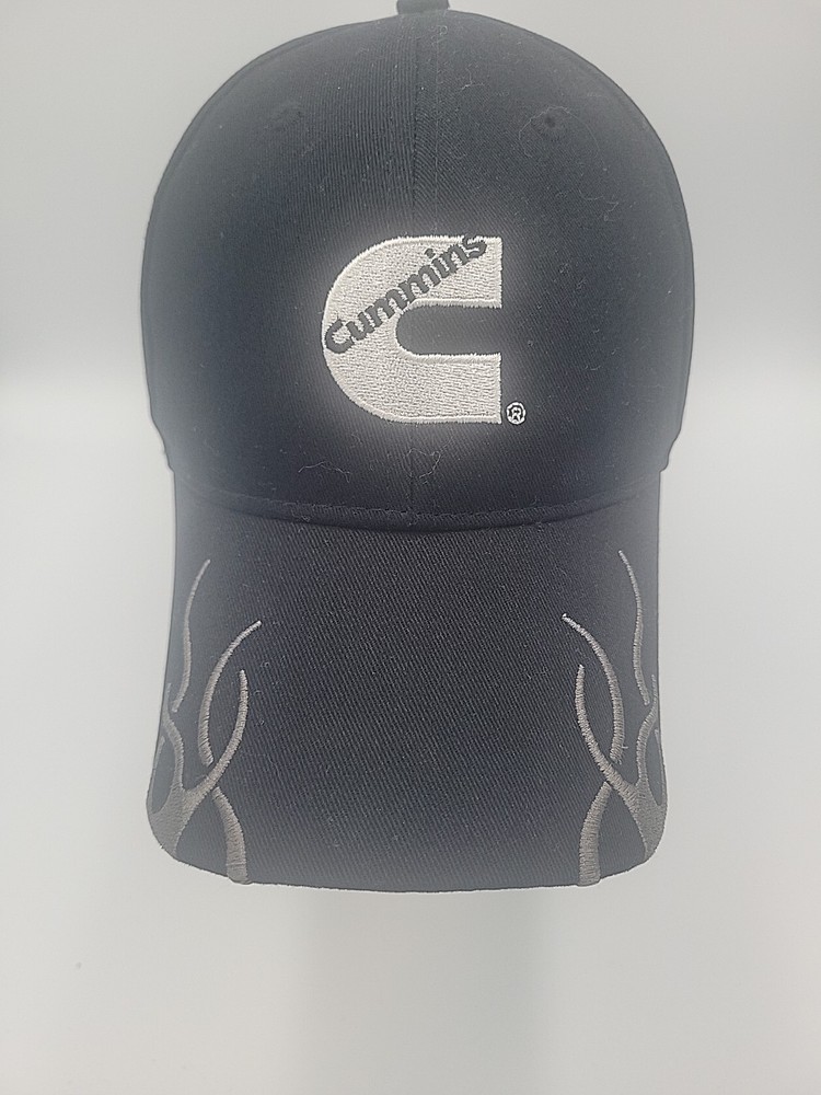 Cummins Black Flame Strapback Cap Embroidered Logo Hat OS