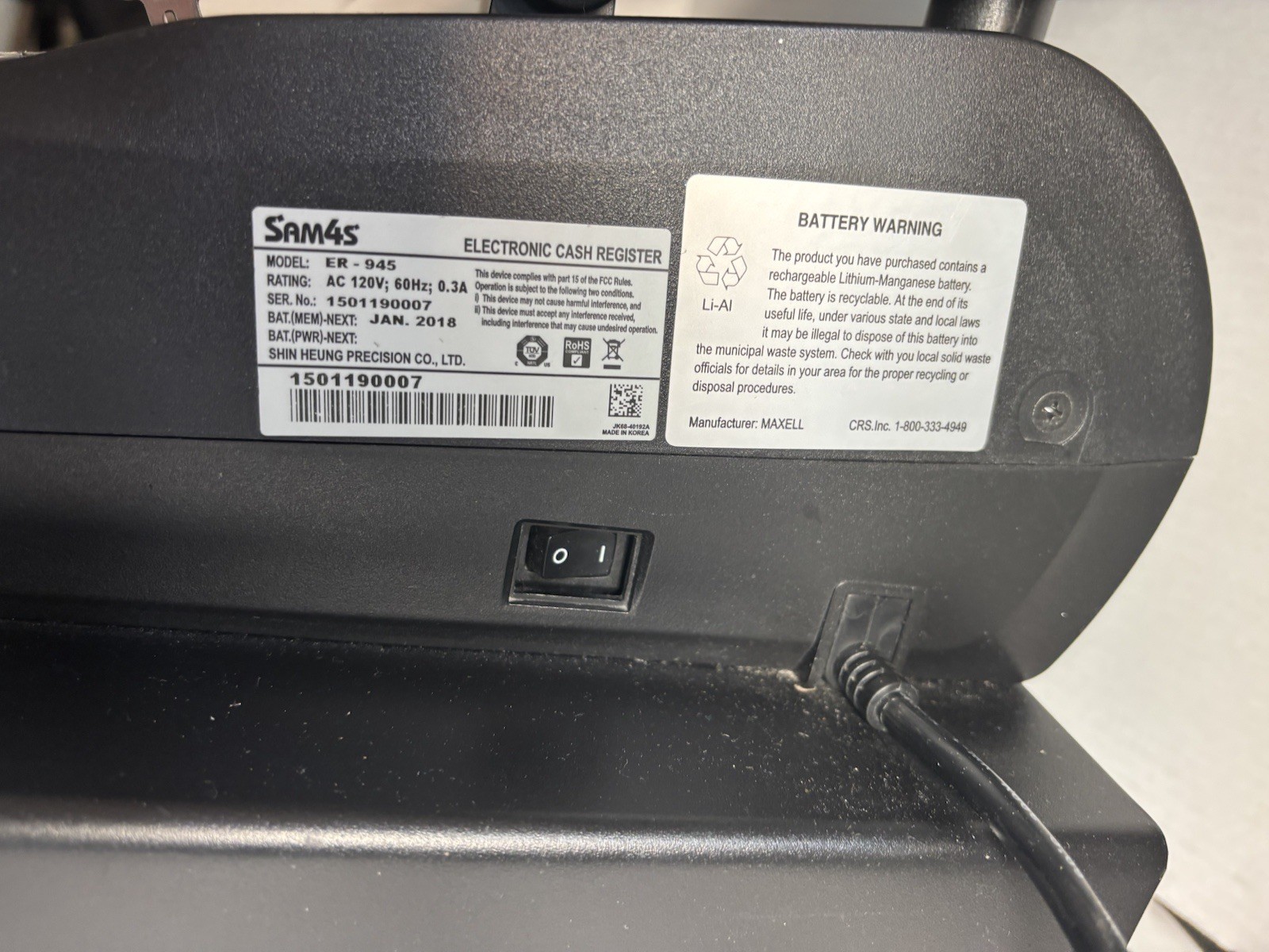 SAM4S ER-945 Electronic Smart Ca$h Register Dual Printer *Tested