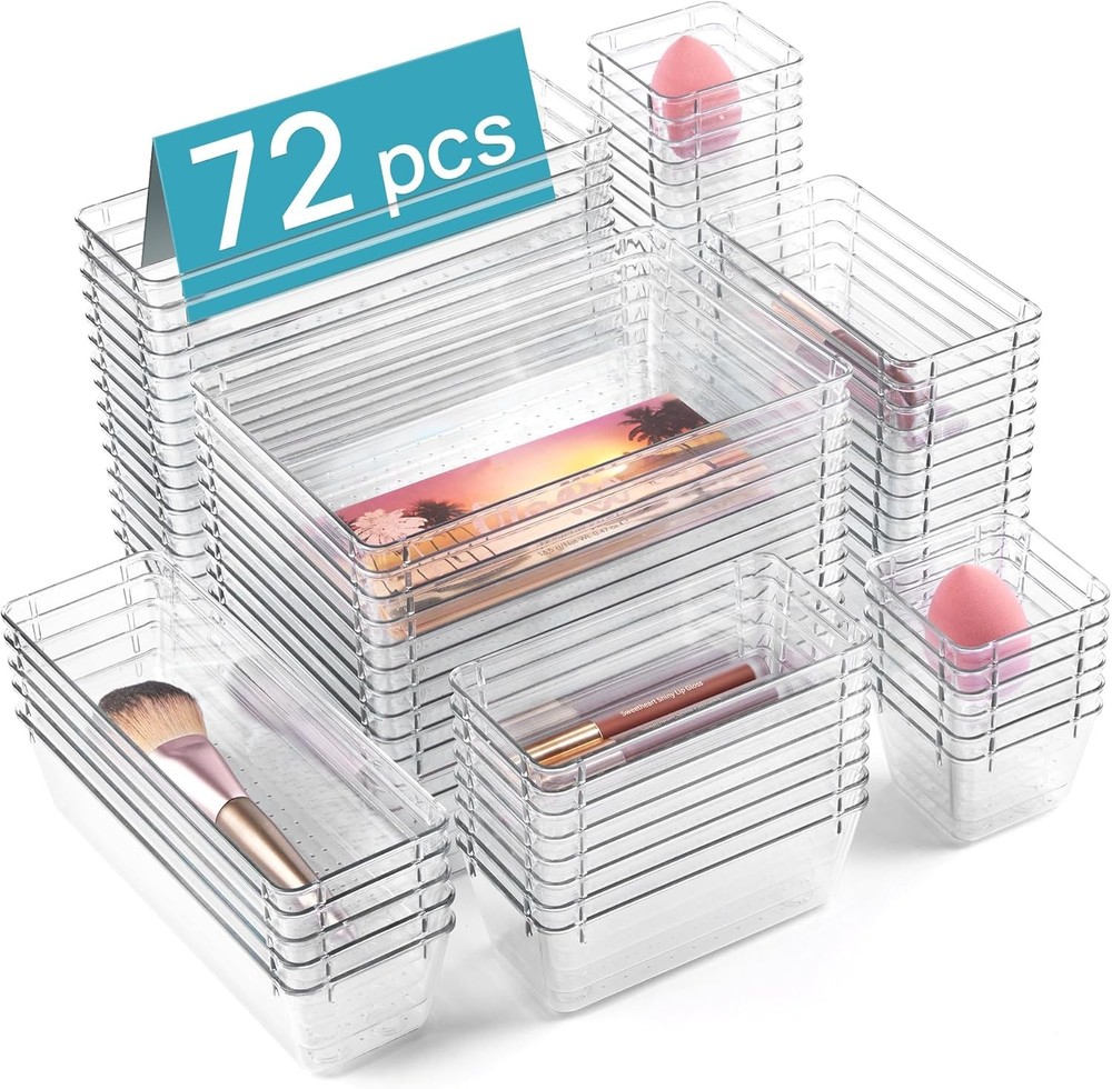 Vmart Clear Plastic Der Organizers Set, 4-Size Versatile Bathroom