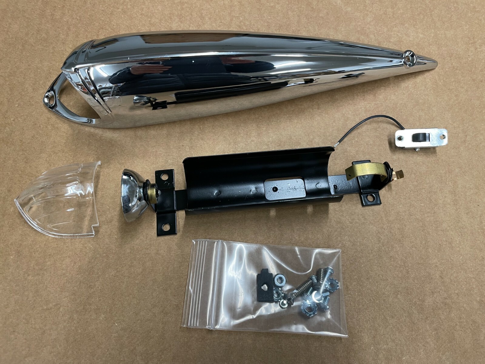 Schwinn Phantom 26" Bicycle Chromed Fender Set Light & Glass Reflector