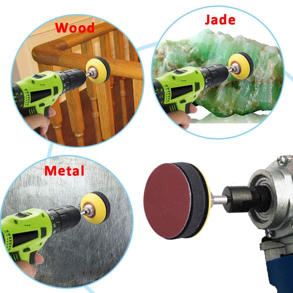 200x Sanding Discs 2" Sanding Disc Sand paper Hook Loop Sander M6 Drill Adapter