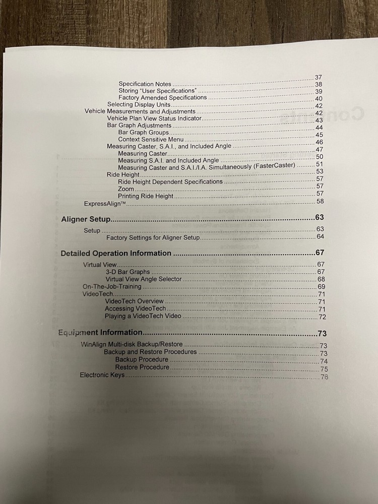 Hunter Engineering WinAlign Quick Reference Version 6.0