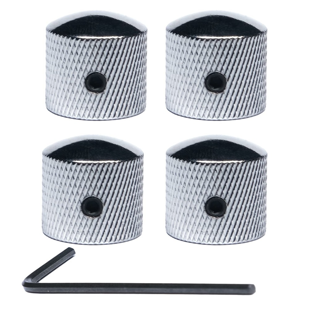 harpfeas 4 Pcs Metal Volume Tone Dome Guitar Speed Control Knobs Chrome