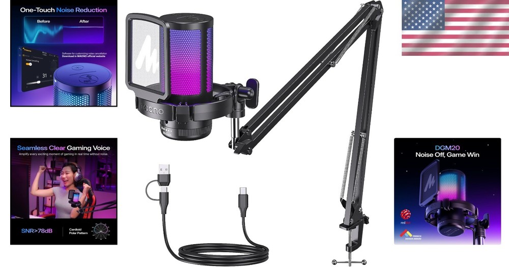 Gaming USB Microphone with Noise Cancellation - PC, PS4, PS5*