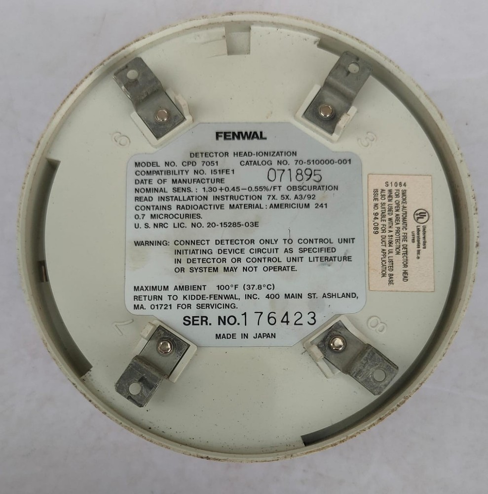 FENWAL CPD 7051 HEAD-IONIZATION SMOKE DETECTOR