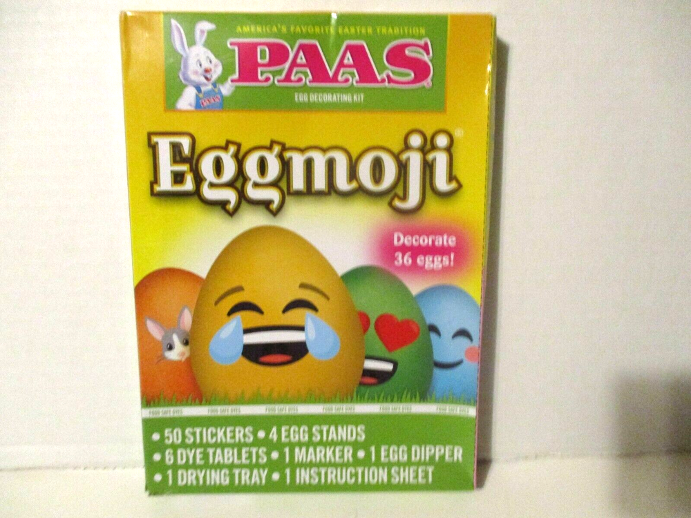 PAAS Easter Egg Coloring Kit - Eggmoji - Decorate 36 Eggs! Includes 50 Stickers