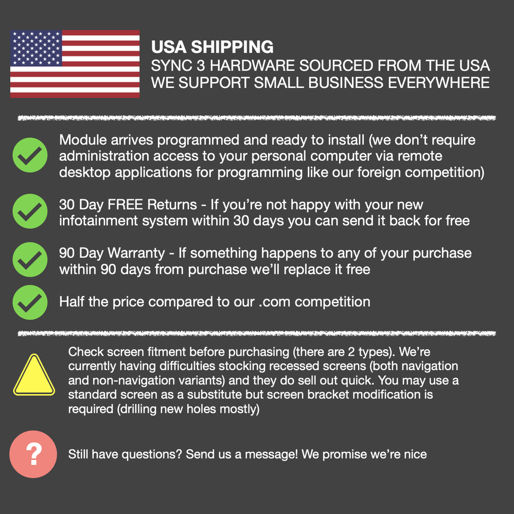 Ford Sync 3 Replacement APIM without Navigation - VIN Programmed 3.4