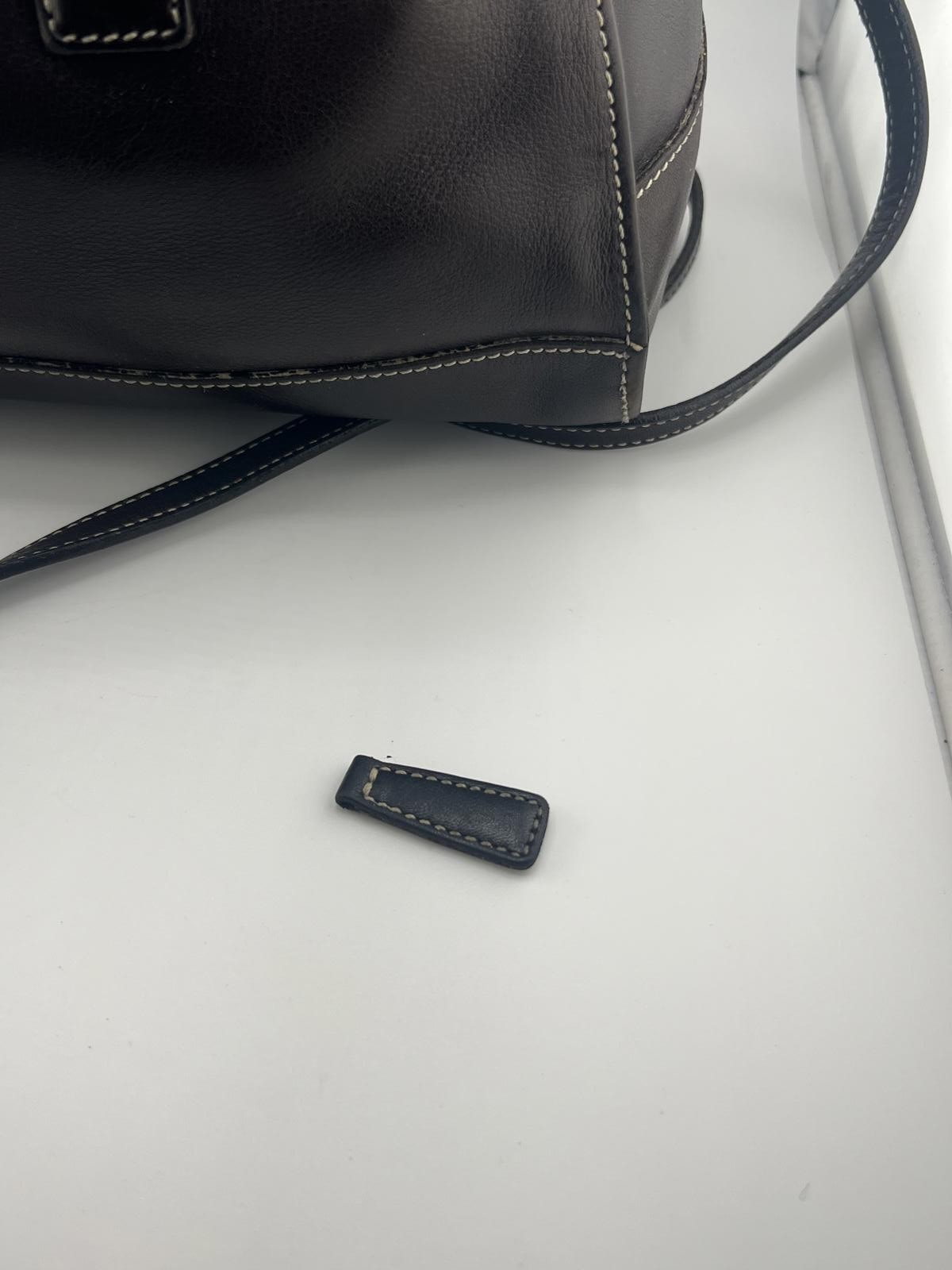 Coach Black Leather Satchel Handbag with Contrast Stitching Medium