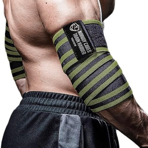 Elastic Elbow Wraps for Weightlifting - 47" Compression Support Straps for Gym,