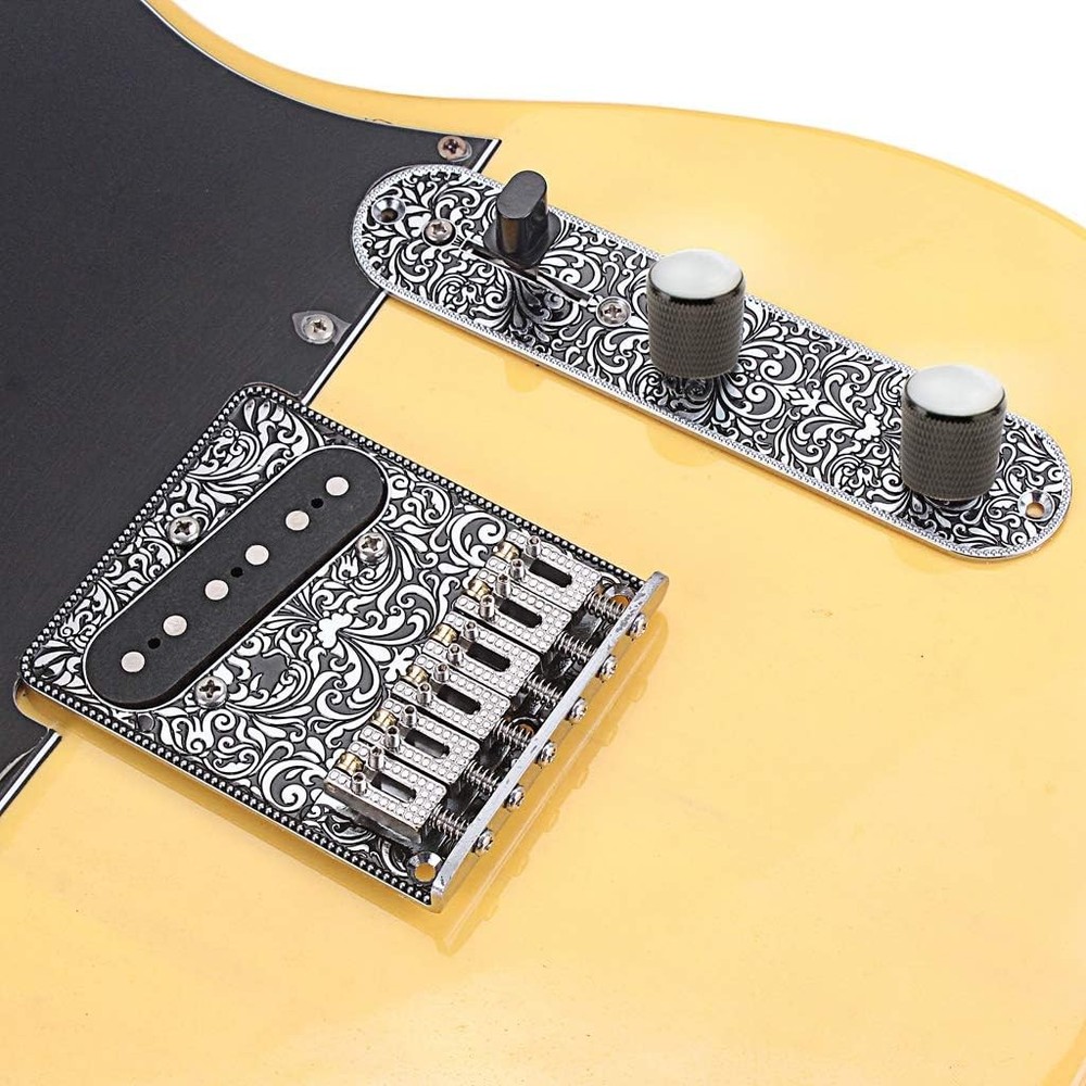 Black Telecaster Replacement Hardware Kit: Bridge Control Plate & Pickup Set