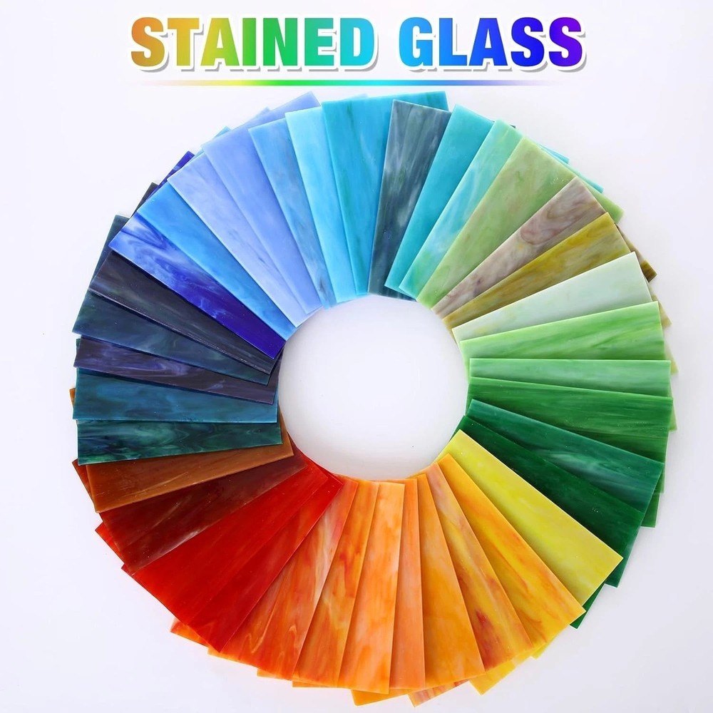 Rectangular Stained Glass Sheets Pack for Home Decoration and Art Projects