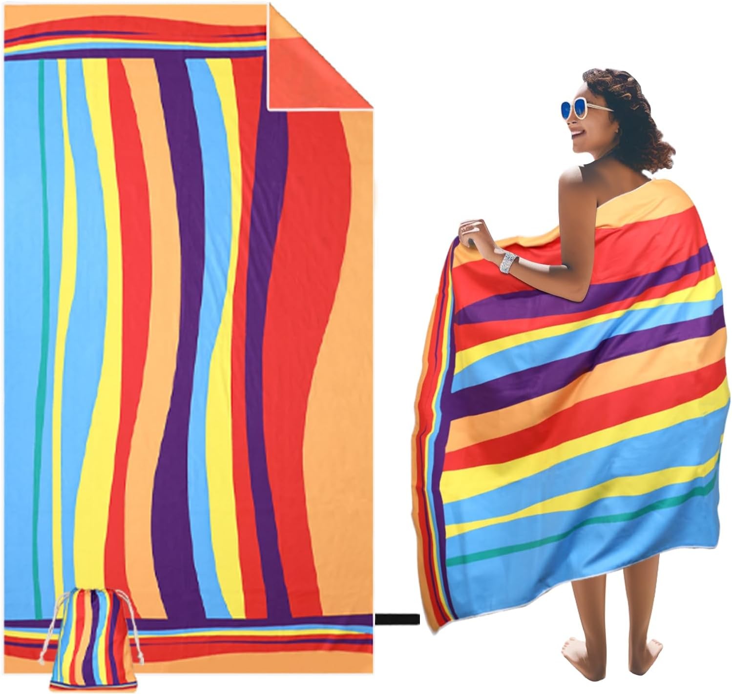 Oversized Beach Towel, Extra Large 39"X71" Quick Dry Sand Free Towel for Travel
