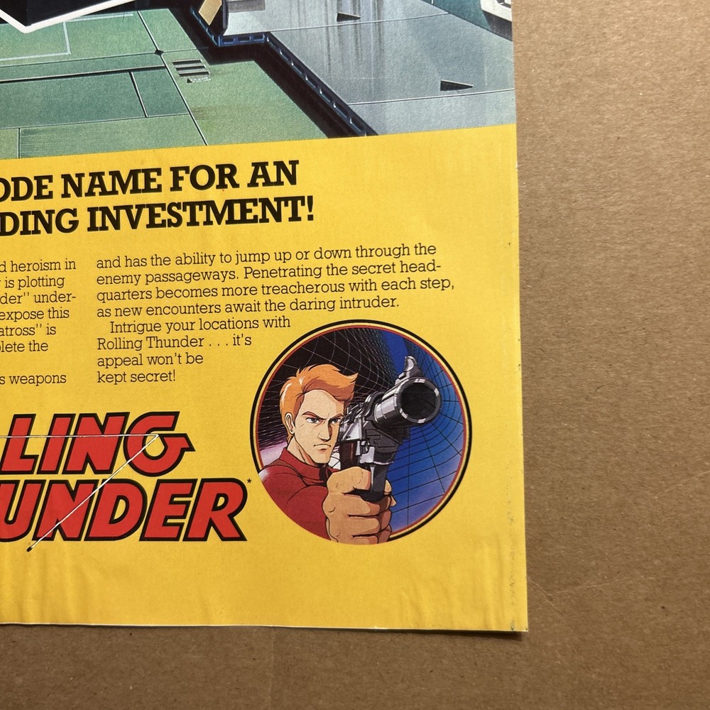 Original ad Rolling Thunder 1987 Atari 11- 8'' ARCADE VIDEO GAME FLYER